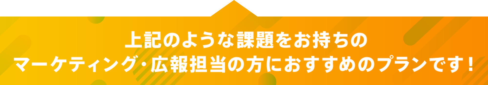 上記の様な課題をお持ちのマーケティング・広報担当の方におすすめのプランです!