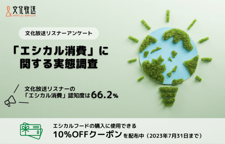 文化放送リスナーは66.2％が「エシカル消費」を認知 ～消費者庁調査結果と比べて高い傾向を確認